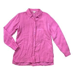 Eileen Fisher Pink Linen Button Down Shirt - S